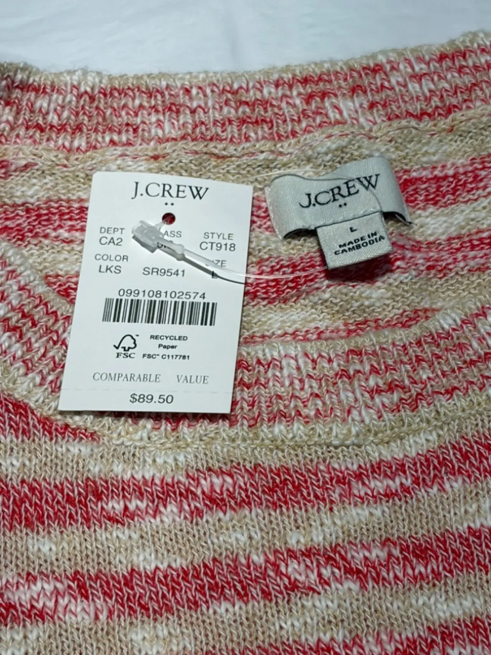 J CREW Beach Sweater Tank, Size L
